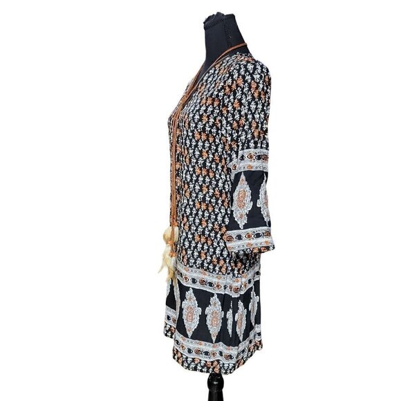 Kessley Lightweight Tribal Themed Mini-Dress, Size Small - Picture 5 of 10